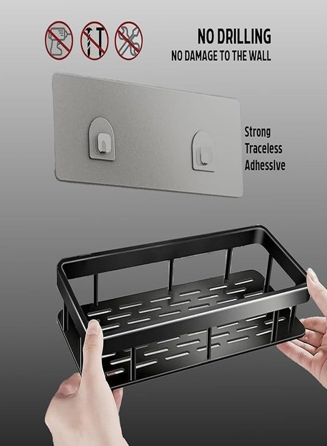 Copelle Self-Adhesive Multipurpose Bathroom Shelves | Space-Saving Storage Organizer Racks for Bathroom and Kitchen Accessories | Stylish Wall Stand for Home, Office Use (Black-Pack of 1) (1) - Image 5